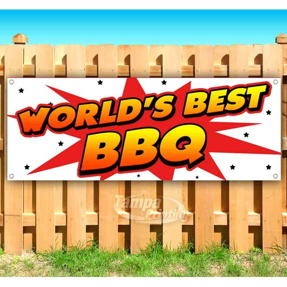 World'S Best BBQ 13 oz Vinyl Banner With Metal Grommets