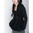 thumbnail image 5 of Lamuusaa Women Spring Autumn A-line Tops Solid Color Long Sleeve Ruffle Trim Casual T-shirt, 5 of 9