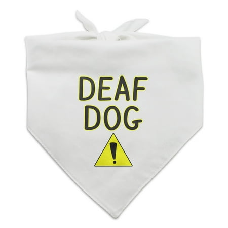 Deaf Dog Caution Dog Pet Bandana - White