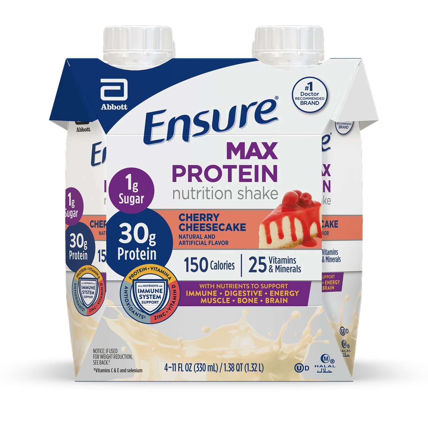 (3 pack) Ensure Max Protein Shake, 30g Protein, Cherry Cheesecake, 11 fl oz, 4 Pack