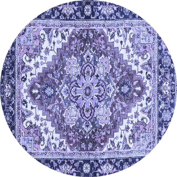Ahgly Company Machine Washable Indoor Round Persian Blue Traditional Area Rugs, 5' Round