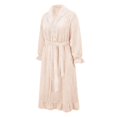 thumbnail image 5 of Women's Lace Trim Plush Fleece Maxi Robe, Elegant Collar Long Sleeve Bathrobe, Soft Warm Nightgown, Cozy Winter Loungewear, Delicate Trim Sleepwear Beige L, 5 of 10