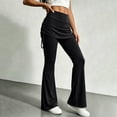 thumbnail image 6 of Fewfanhot Women Skirted Flared Yoga Pants, High Waist Drawstring Overlay Skirt Full Length Stretch Bootcut Workout Trousers, 6 of 7