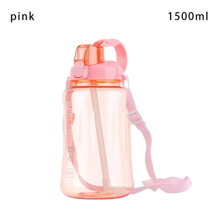 

1500ml 2000ml Fashion Leakproof High-capacity Straw Water Jugs Travel Kettle Sports Drinking Cup Water Bottle PINK 1500ML
