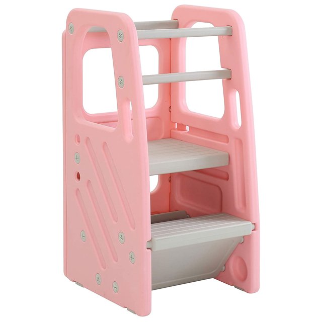 SDADI PLT01PK Marchepied en Plastique pour Enfants avec 3 Hauteurs Réglables, Rose