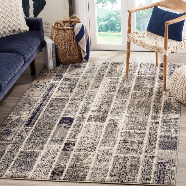SAFAVIEH Monaco Collection 9' x 12' GreyMulti MNC216G Modern Patchwork Distressed Non-Shedding Living Room Bedroom Dining Home Office Area Rug