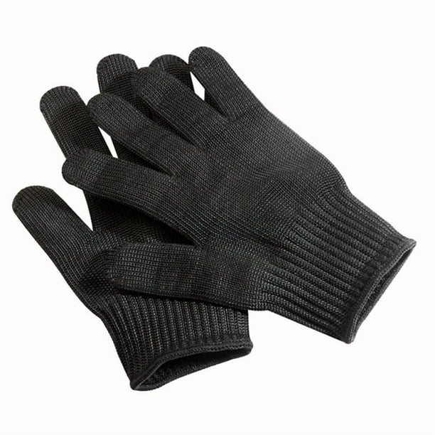 1 Par de Guantes de Metálica de Alambre de Acero Negro, Guantes de Trabajo Anticorte, Guantes de Jardinería