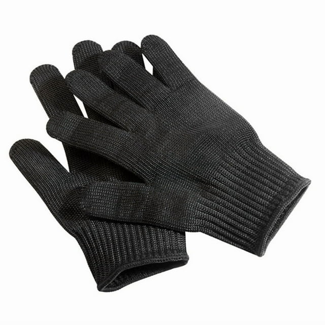1 Par de Guantes de Metálica de Alambre de Acero Negro, Guantes de Trabajo Anticorte, Guantes de Jardinería