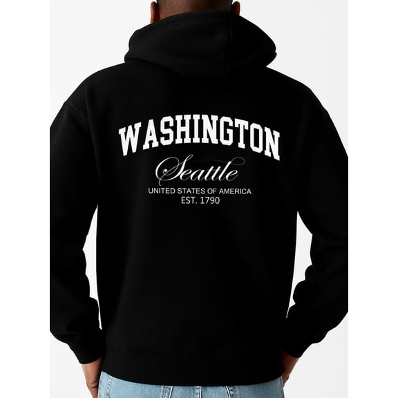 Washington Seattle Hoodie graphic hoodies men polyester black Comfy Loose Drawstring Trendy Hooded Pullover spring Fashion Unisex Shirt Short Sleeve tshirts