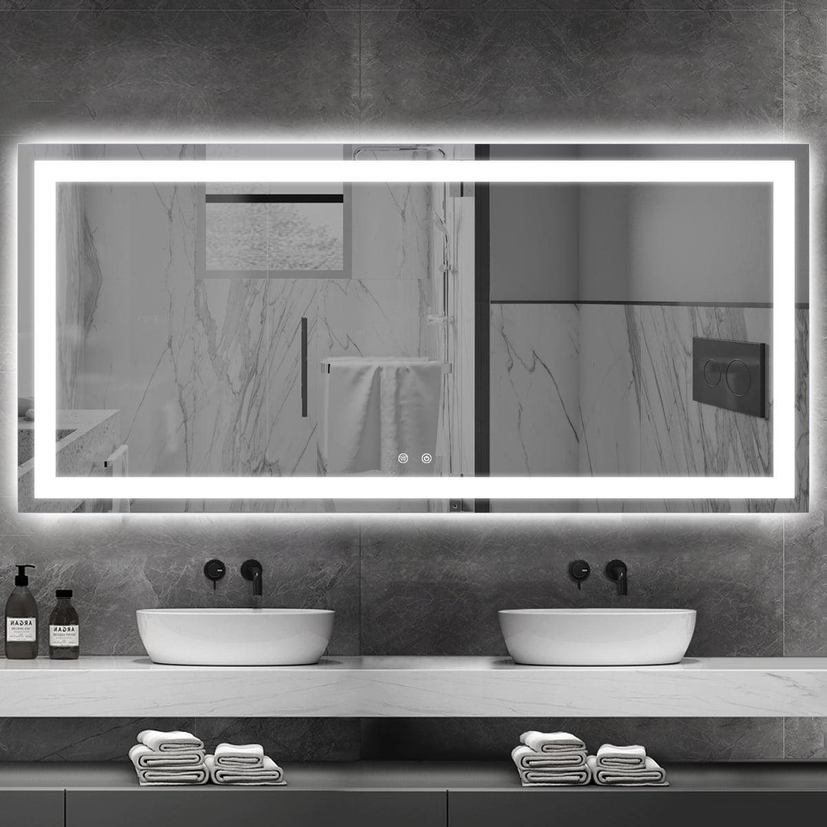 LED Mirror for Bathroom 60 x 28, Lighted Vanity Mirror with Lights for