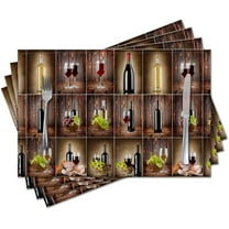 Placemats Set of 4,Wine Themed,Washable Burlap Woven Heat Resistant Placemat for Dinning Table,Farmhouse,Outdoor,18X12 Inch