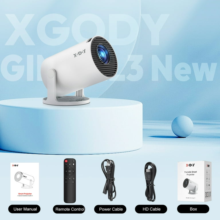XGODY Gimbal 3S Smart Mini Portable Projector, Bluetooth and WiFi