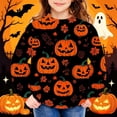 thumbnail image 6 of WQNVRNR Girl Halloween Sweatshirt Casual Crew Neck Pullover Pumpkin Ghost Graphic Long Sleeve Tops Shirt Multicolor 4T, 6 of 6