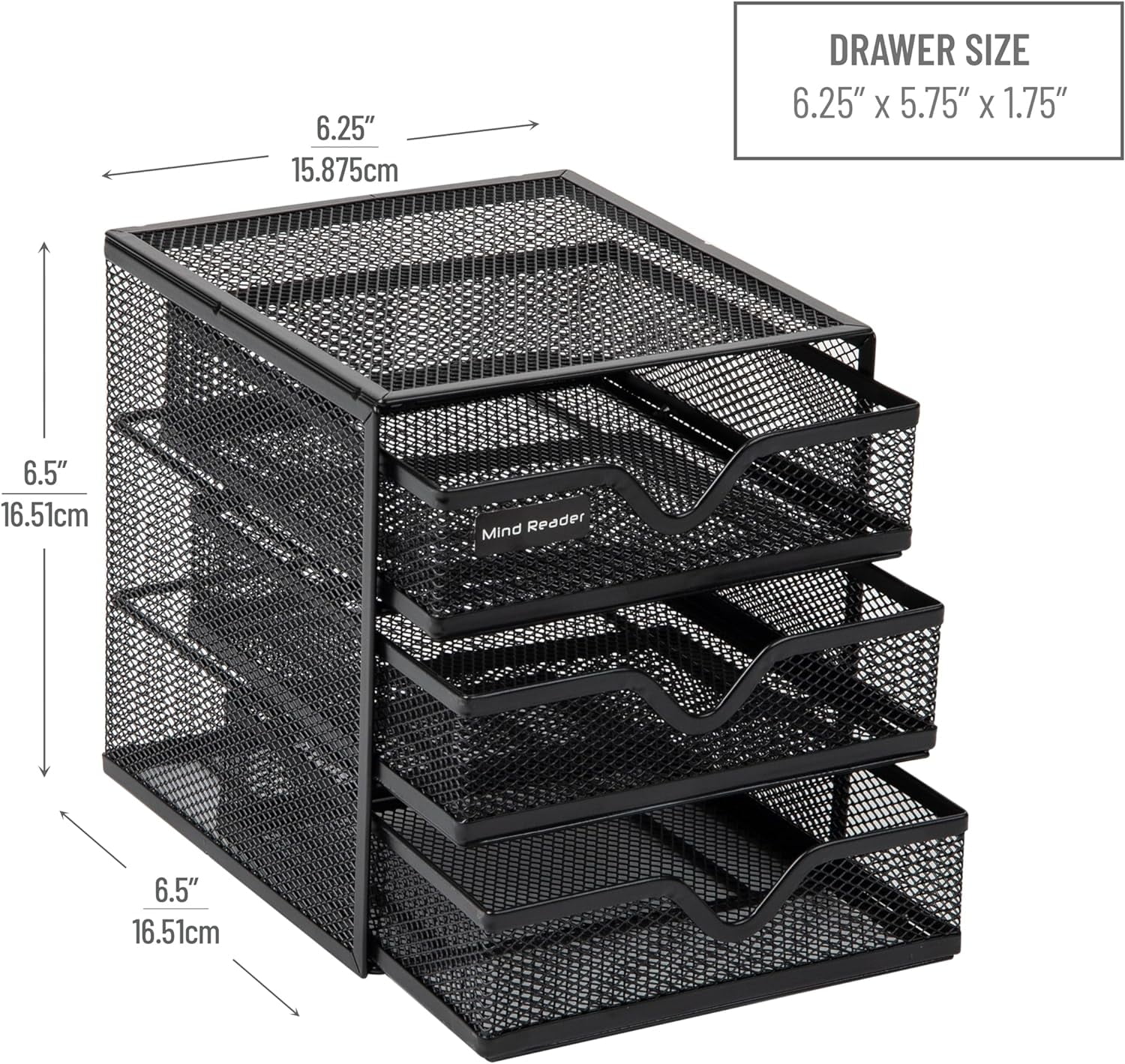 Desktop Accessory Storage, Desk Supplies, Organizer, Office, Metal Mesh, 6.25" L x 6.5" W x 6.5" H, Black