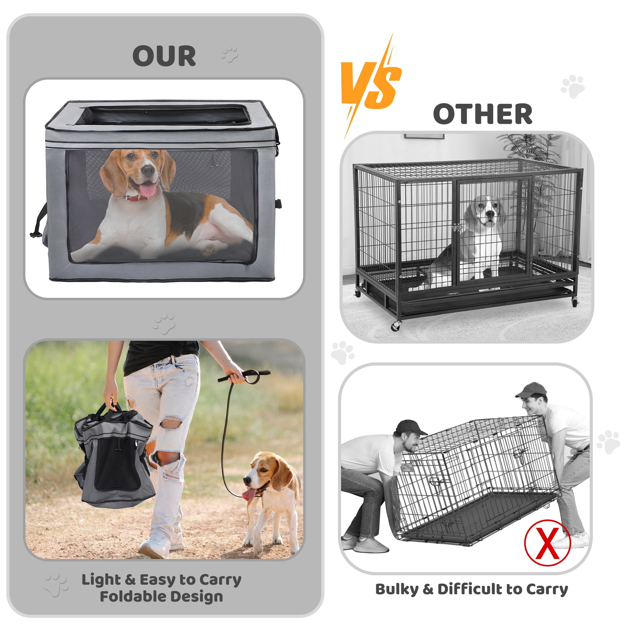 Zukka Pet Portable Kennel for Dogs,Durable Soft-Sided Travel Carrier,Oxford Cloth,For Pets up to 42 lbs,30" L x 21" W x 21" H