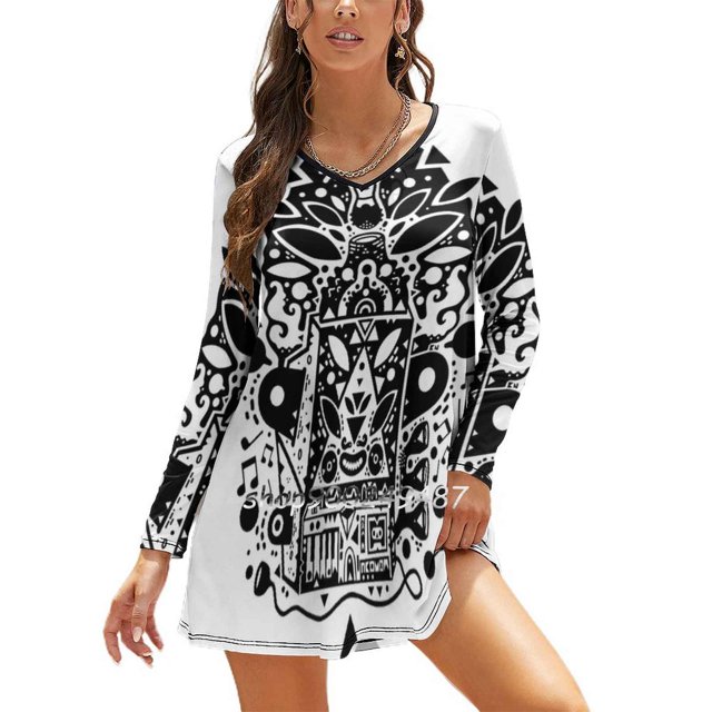Kozmik Machine Sweetheart Knot Flared Dress Fashion Design Large Size Loose Dress Nuggets nuggets Computer Space
