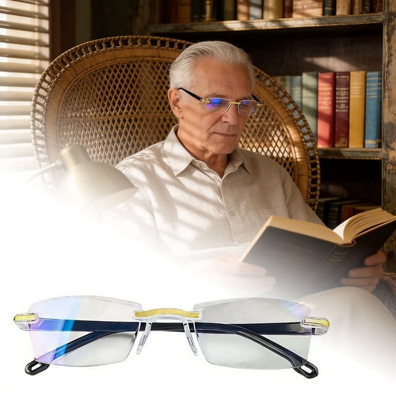 Unisex Rimless Blue Light Blocking Reading Glasses Lightweight Comfort Presbyopic Eyewear