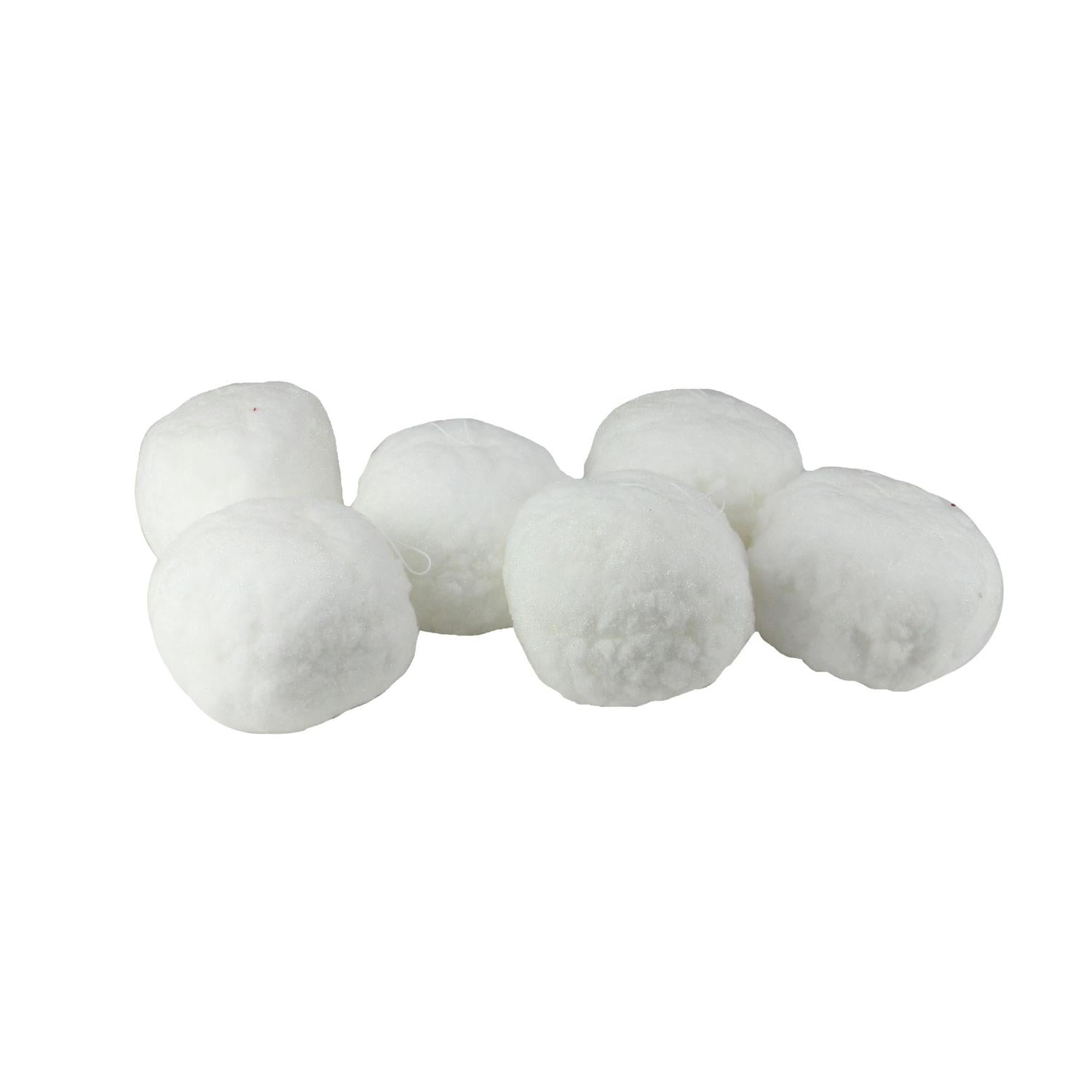 Pack of 6 Glittered White Fluffy Snowball Christmas Ornaments 4
