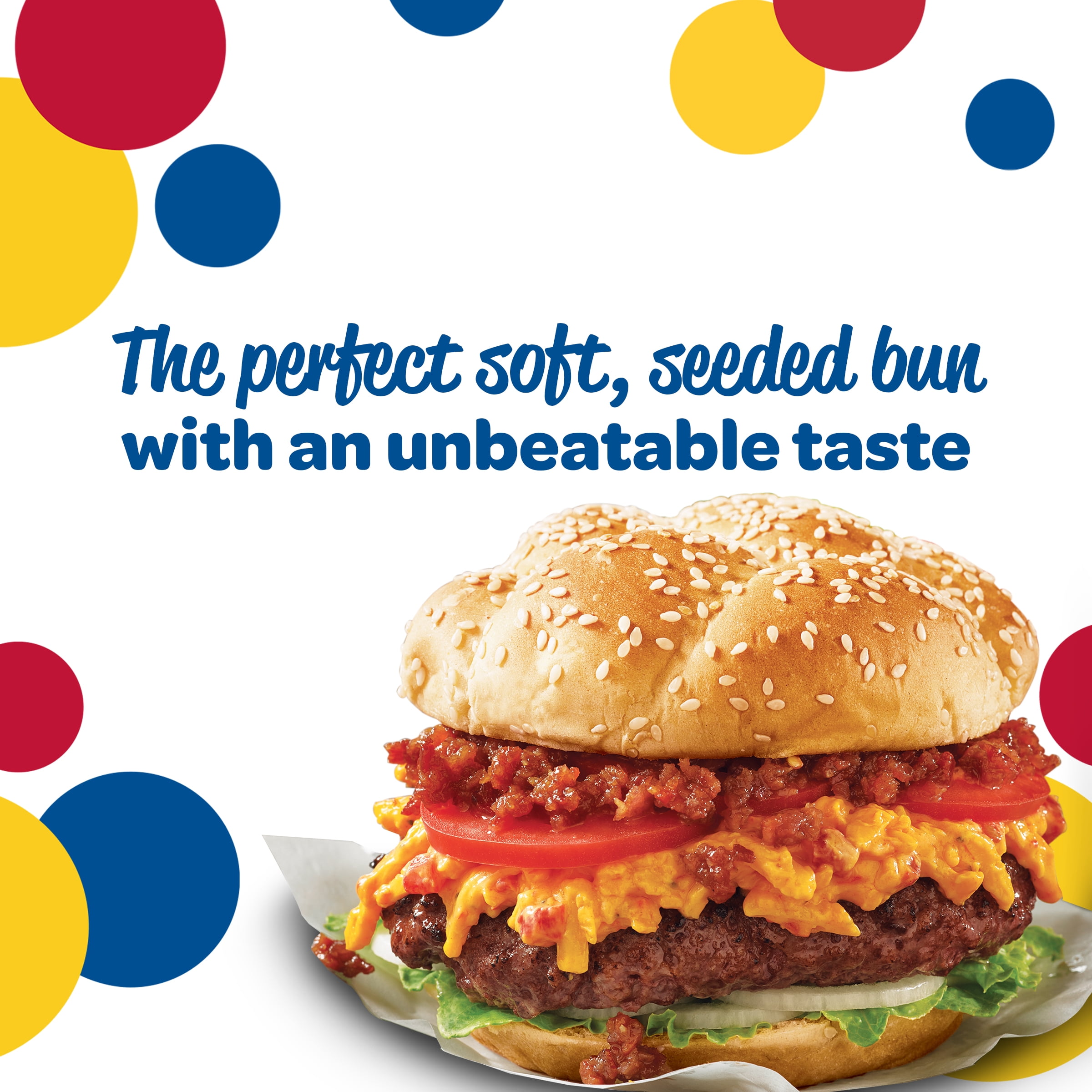 Wonder Jumbo Seeded Hamburger Buns, 4 Count, Shelf-Stable