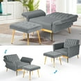 thumbnail image 5 of ACMEASE Velvet Accent Chair with Adjustable Armrests and Backrest,Single Recliner Armchair with Ottoman, Light Grey, 5 of 7