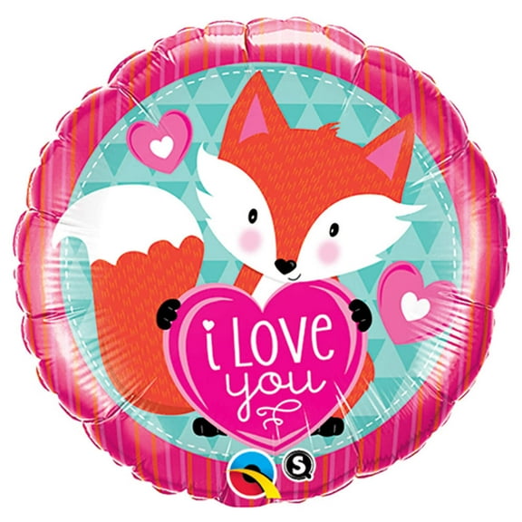 18 inch Love You Foxy Heart Qualatex Foil Mylar Balloon - Party Supplies Decorations