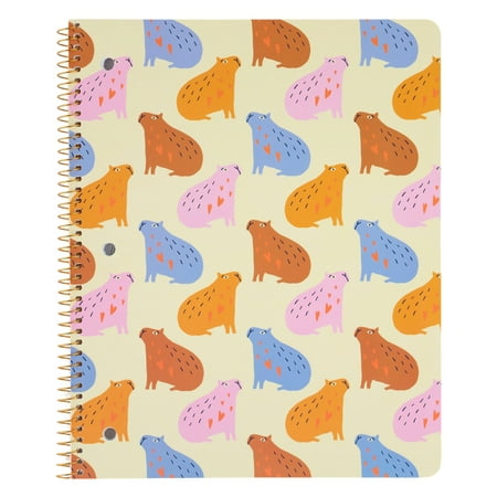 U Style Capybara College Ruled 1 Subject Notebook, 10.5" x 8.5", 80 Sheets, Multicolor