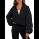 thumbnail image 5 of Chaquetas de Forro para Mujer, Sudaderas Extragrandes con Cremallera, Ropa de Invierno, Conjuntos de Larga y Corte Corto para Otoño. Negro XL, 5 of 9