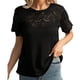 thumbnail image 1 of TaTaai 2026 Summer Women’s Raglan Eyelet Tee Round Neck Short Sleeve Loose Blouse Casual Solid Color Fashion Top Sheer Patchwork Polyester Daily Shirt Gift, 1 of 5