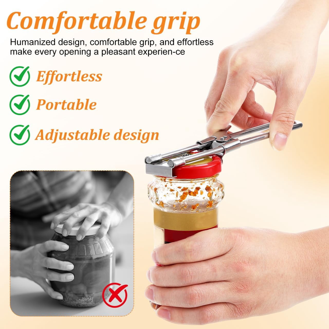 FRKSMD-Bottle Jar Opener Adjustable Multifunctional Stainless Steel Can Opener Portable Cap Remover for Kitchen Use