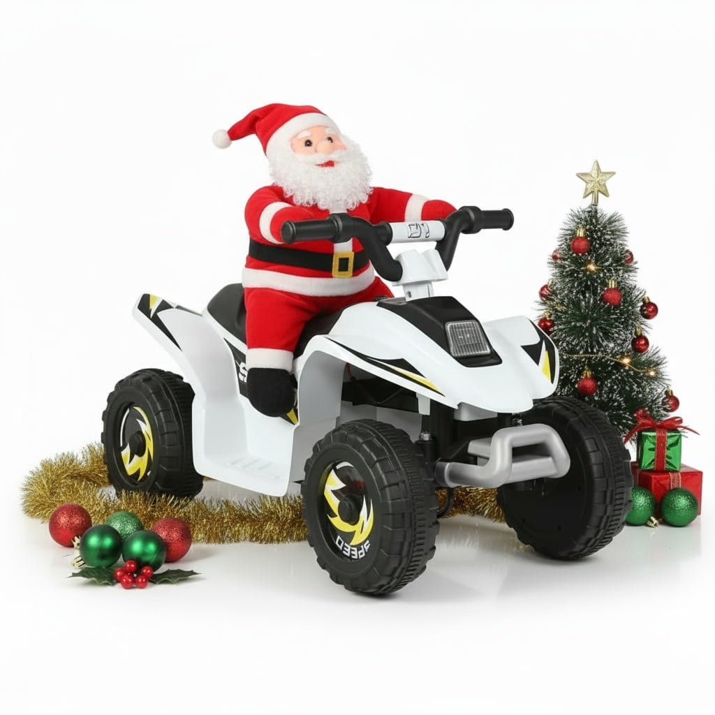 Resenkos 6V Kids Ride On Electric ATV, Ride Car with 4 Wheels, Ride-On Toy for Toddlers 1-3 Boys & Girls(White)