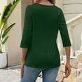 thumbnail image 4 of Shirts for Women Crew Neck 3/4 Sleeve Blouses Casual Pleated Front T Shirts Loose Fit Tunic Tops, 4 of 4