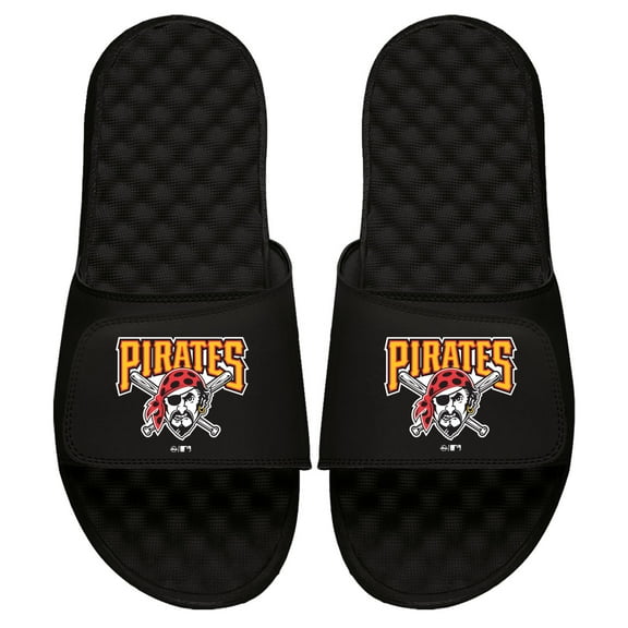 Men's ISlide Black Pittsburgh Pirates Cooperstown Logo Slide Sandals