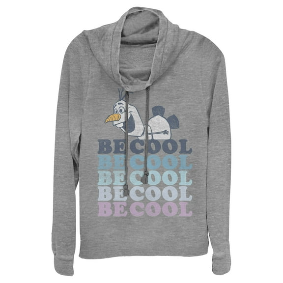 Junior's Frozen 2 Olaf Be Cool  Cowl Neck Sweatshirt Gray Heather Medium
