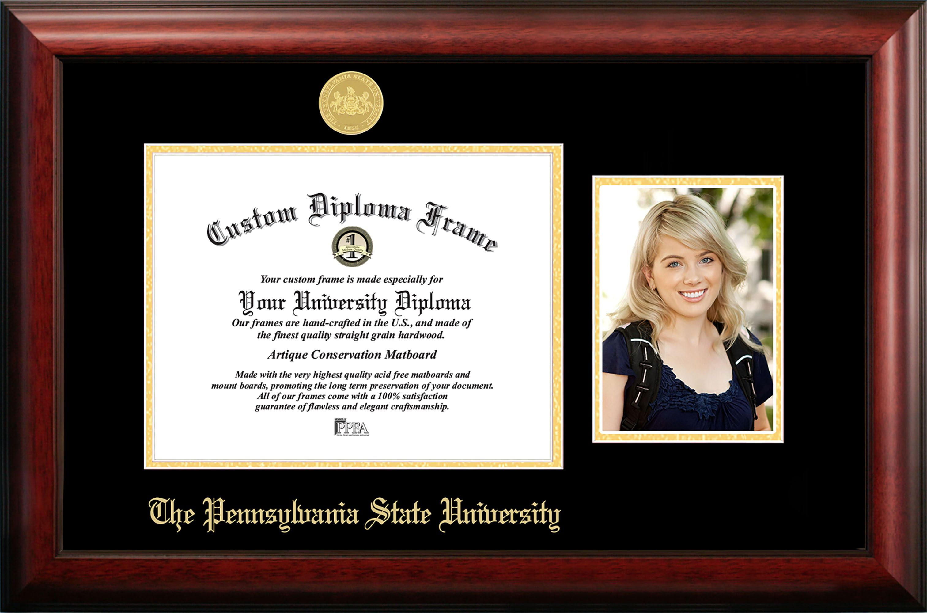 Penn State University 11w x 8.5h Gold Embossed Diploma Frame with 5 x7 Portrait