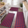 thumbnail image 2 of Red Blue Checkered Pattern Kitchen Rugs Sets Of 3,Kitchen Runner Rugs Non Skid Washable,Decorative Kitchen Floor Mats for Kitchen,Sink,Laundry,17"x30"+ 17"x47" + 17"x59", 2 of 6
