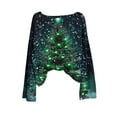 thumbnail image 4 of HOZADOIE Christmas Shirts for Women Christmas Print Long Sleeve Casual Crew Neck Chunky Rib Knit Simple Pullover Shirts Top Fall Winter Style, 4 of 6