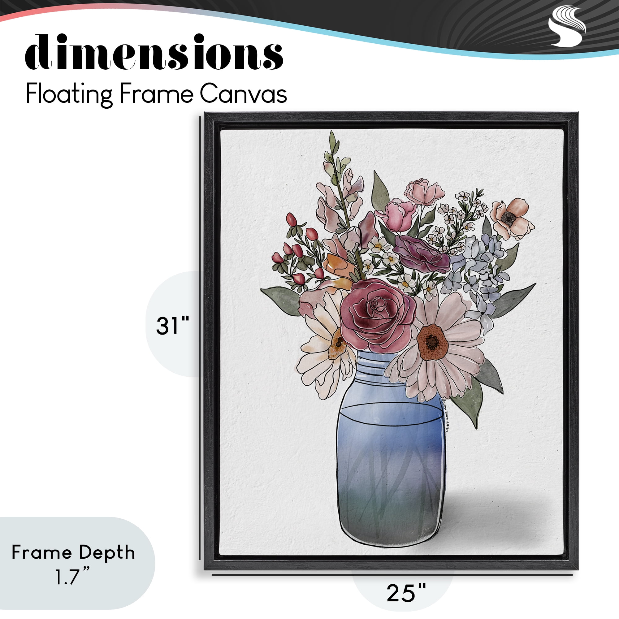 Stupell Industries Farmer's Market Vase Black Framed Floater Canvas Wall Art, design by Alisha Kiara Design