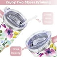 thumbnail image 5 of 40oz Pioneer Tumbler with Handle Lid and Straw,Colorful Floral Tumblers Gifts for Women Girls Men Adults（Pink）, 5 of 7