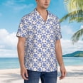 thumbnail image 5 of Xecao Plaid Flowers print Hawaiian shirt - a stylish short-sleeve button-down for men, perfect for casual beach and tropical outings., 5 of 9