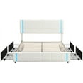 thumbnail image 6 of Upholstered Bed with LED Lights and USB Charging, Queen Size Storage Bed Platform Frame with Headboard and 4 Drawers for Bedroom, No Spring Box Required, 6 of 9