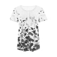 thumbnail image 3 of ALLLIST Floral Womens Tops Short Sleeve Crew Neck Gray Pleated Printed Loose Blouses Ladies Tops and Blouses, 3 of 4