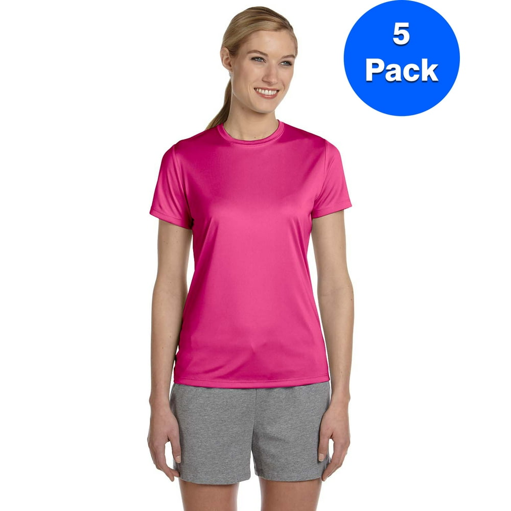 Hanes - Womens 4 oz. Cool Dri T-Shirt 4830 (5 PACK) - Walmart.com ...