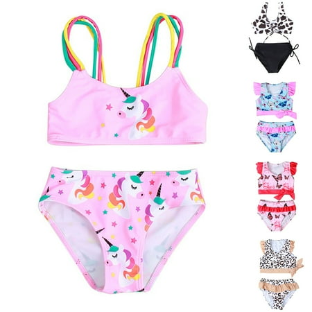 

SILVERCELL Baby/Toddler Girls 2-Piece Ruffle Tankini Swimsuit Set with UPF50+ Sun Protection 18M-5T