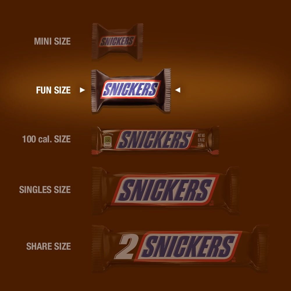 Snickers Original Chocolate Candy Bars Fun Size Bag 10.59 oz - Pack of 3