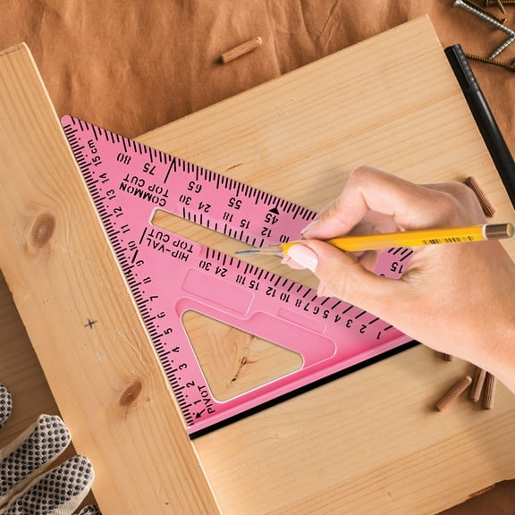 Grusce Woodworking Triangle Ruler Plastic Carpenter Square Precision Right Angle Measuring Ruler Clear Scale Square Protractor for DIY