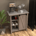 thumbnail image 4 of Landia Home 33.7"H x 26"W x 13”D Sliding Barn Door Accent Cabinet, 4 Tiers of Storage, Grey, CVA6005U, 4 of 11