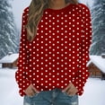 thumbnail image 2 of VEKDONE Women’s Polka Dot Print Sweatshirt Long Sleeve Crewneck Casual Pullover Tops Loose Fit Lightweight Basic Sweatshirts, 2 of 7
