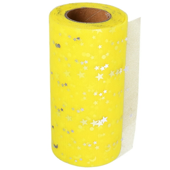 Sequins Table Skirt Gauze Desk Skirt Fashion Table Ornament Wedding Party Supplies (Yellow, Sequins, 2280x15cm)