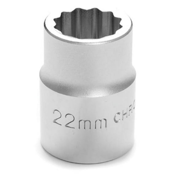 Performance Tool W34822 Chrome Socket, 3/4 Drive, 22mm, 12 Point, Shallow