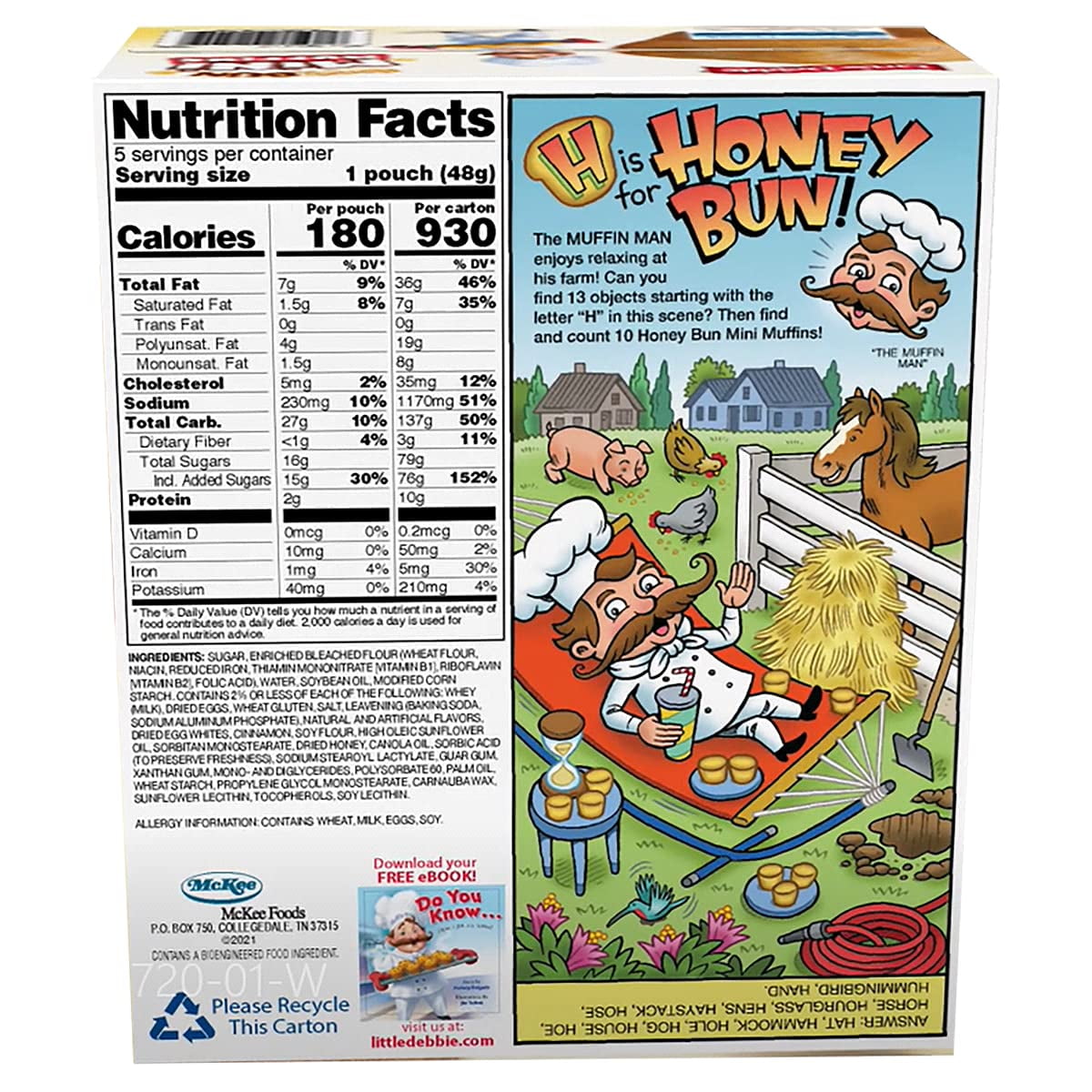 Little Debbie Honey Bun Mini Muffins, 12 Boxes, 60 Pouches of Delicious Bite-Sized Muffins